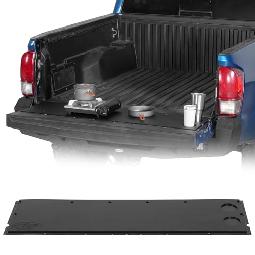 Image of Hooke Road Tacoma Flat Tailgate Cover Panel Table Plate Pad for 2005-2023 Toyota Tacoma 2nd 3rd Gen, Tail Gate Camping Cutting Board - Black