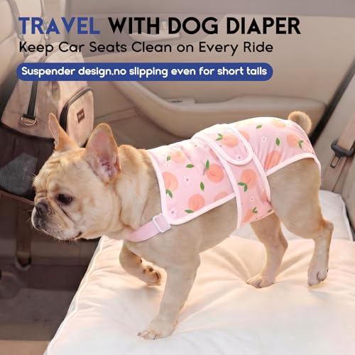Image of ASENKU 2 Pack Female Dog Diapers with Suspenders, Reusable Washable Puppy Panties for Small Dogs, Leak-Proof Pet Underwear for Heat Cycle & Period