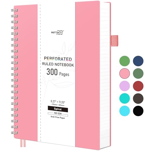 Carnet A4 ligné 300 pages rose grand format pour écriture et notes