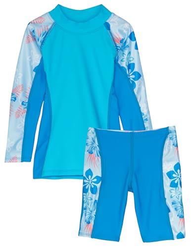 Image of Tuga Girls Two-Piece Long Sleeve Bathing Suit Set 2-14 Years, UPF 50+ Protection