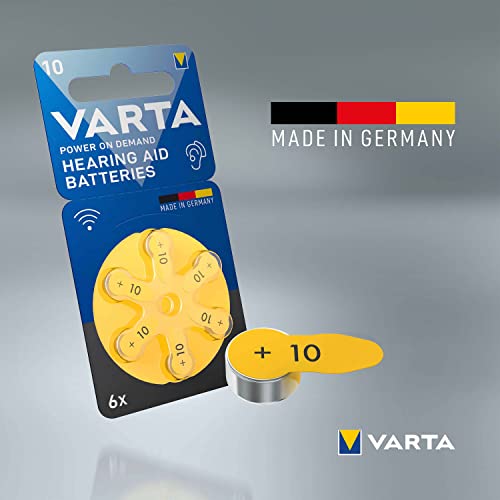 Miniatura 6 de VARTA Pilas para aparatos auditivos tipo 10 amarillo, paquete de 60, Power on Demand, batería de audífono, pilas de botón para audífonos, Made in Germany | wireless approved para audífonos Bluetooth, Tamaño p10, tecnología zinc-aire, sin mercurio, en dispensador, Made in Germany