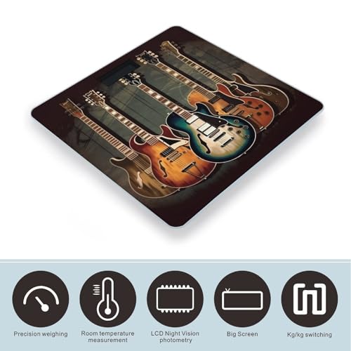 Báscula digital de baño Guitars Art de vidrio templado miniatura 3