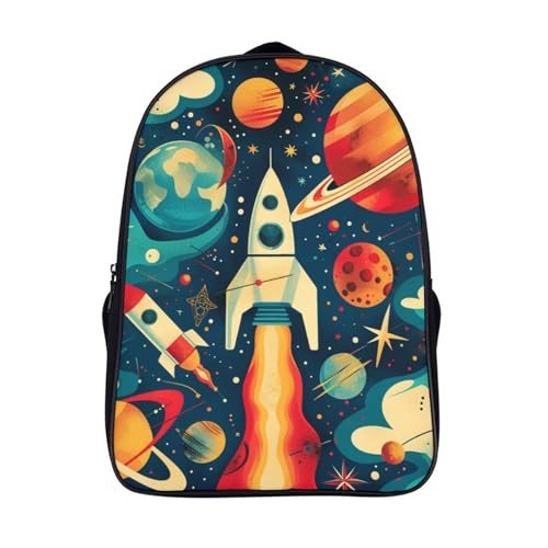 Mochila estampada de cohete ideal para las clases diarias y excursiones de adolescentes