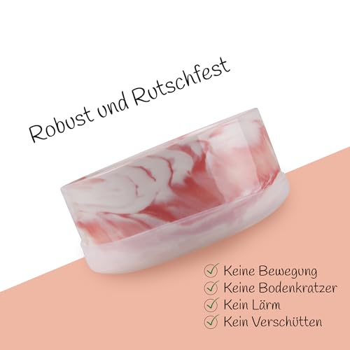 Hundenapf Keramik 2er Set (Pink / 850 ml) Napf für Kleine und Grosse Hunde - Modern rutschfeste Unterseite - Spülmaschinengeeignet - Futternapf