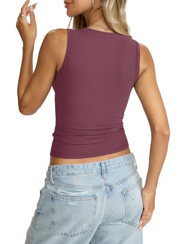 Image of Eachyes Womens V Neck Tank Tops Sleeveless Slim Fit Shirts Summer Going Out Fashion Outfit Clothes 2026