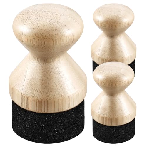 3Pack Cutting Board Oil Wax Applicator with Handle, Food Grade Mineral Oil & Wax Applicator, Natural Bamboo Applicator for Cutting Board, Wood Spatula, Spoon, Countertops and Bamboo