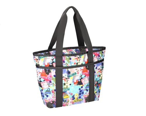 Image of LeSportsac Painterly Spring Everyday Zip Tote Handbag /Travel Bag, Style 3867 /Color G933, Celebrating LeSportsac's 1974 Iconic Debut in NYC, Abstract Colorful Whimsical Graphics, Limited Edition