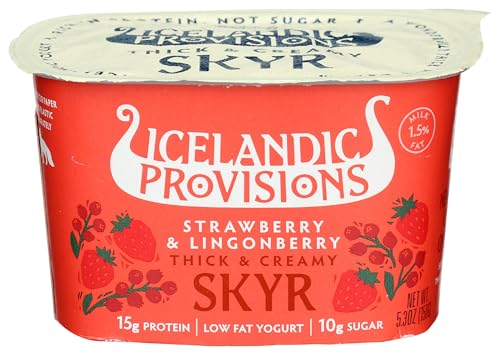 Icelandic Provisions, Yogurt Skyr 1.5% Strawberry Lingonberry, 5.3 Ounce