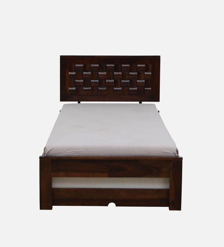 Image of Solid Sheesham Wood Woodora Single Size Trundle Bed with 1 Extra Pullout Bed | Wooden Single Bed Cot Palang Furniture for Bedroom Living Room Home and Hotel (Provincial Teak Finish)