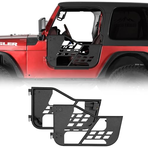 Hooke Road TJ Tube Half Doors for 1997-2006 Jeep Wrangler TJ Off-Road Tubular Trail Doors with OE-Style Latches Open-Air Summer Driving - 2PCS