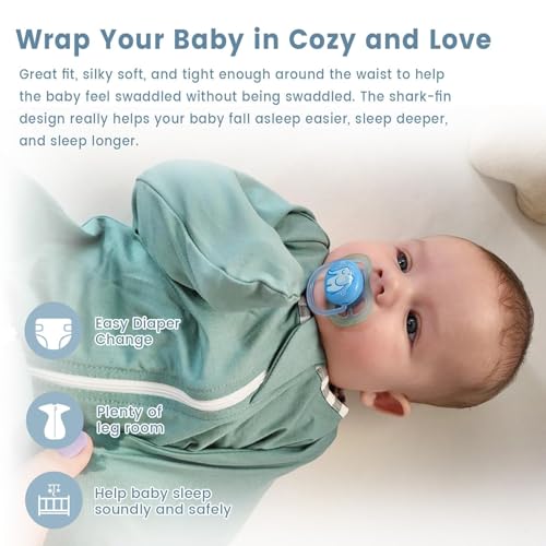 Image of ZIGJOY Swaddle Sleep Sack 6-12 Months, 0.5 Tog Baby Wearable Blanket | Rayon Made From Bamboo, Soft & Cool & High Stretchy. 2-way Zipper for Easy Diaper Changes. Long Sleeves Allow Self-soothing