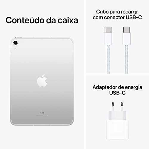 iPad da Apple (10a geração): Com chip A14 Bionic, tela Liquid Retina de 10,9 polegadas, 256 GB Wi-Fi