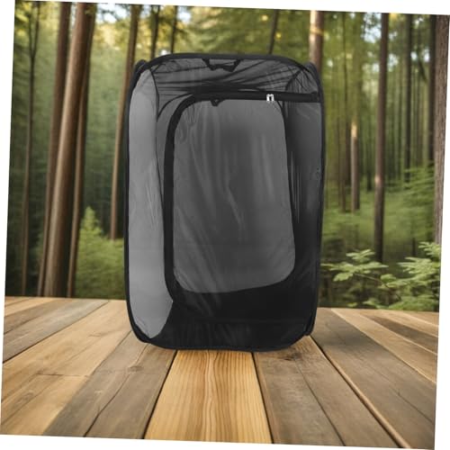 Cage à insectes pliable en maille noire avec bac de propreté
