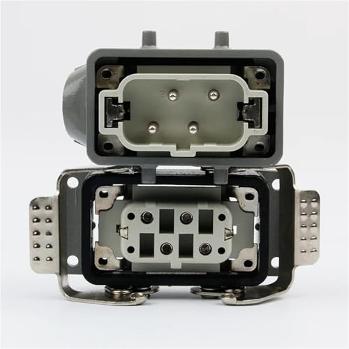Conector industrial rectangular HDC-HSB-004 con salida superior 4P 3