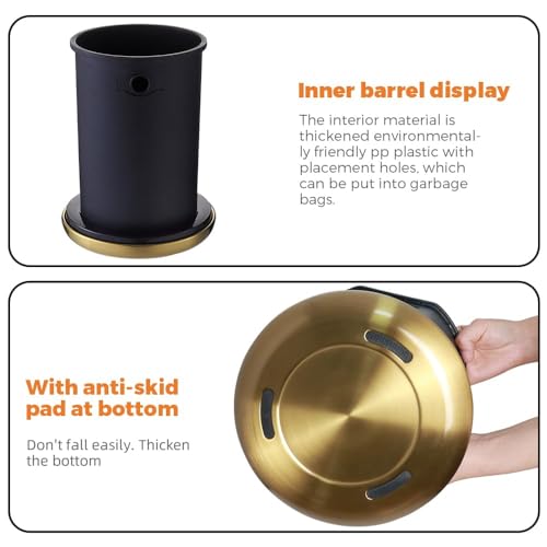 Caneca de basura baño oro cepillado 8L abierta ovalada miniatura 5