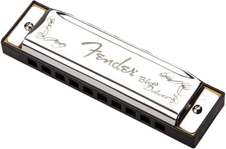 Fender Blues Deluxe Harmonica - Key of G Bundle with Carrying Case and Instructional Book
