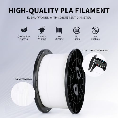 Image of RepRapper White 5KG PLA+ (PLA Plus) 1.75mm 3D Printing Filament,Large Spool | Extra Strong,MPLA (Modified PLA),Large Spool for 3D Printer,Tough&Impact Resistant,±0.03mm Accuracy,11lbs (5kg)