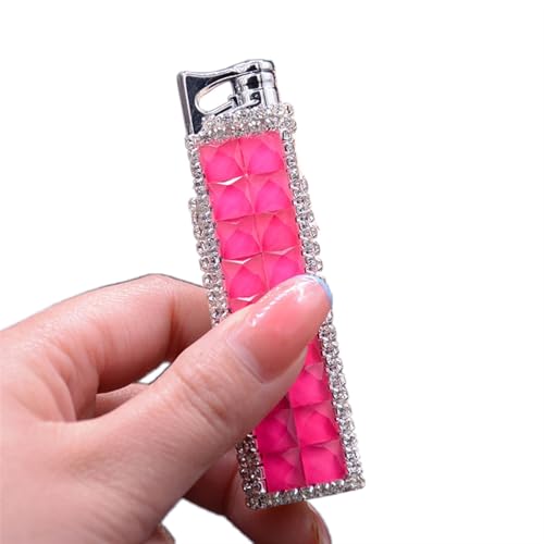 Briquet Coupe-Vent Ultra Fin, Briquet Strass Brillant, Flamme Jet, Briquet à Flamme réglable au Butane Rechargeable, Parfait for Les Filles et Les Femmes(E)
