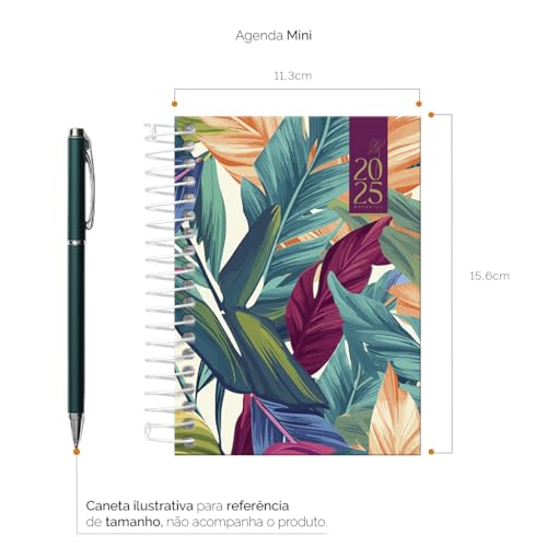 Agenda Mini 2025 Capa Dura Botanics Tropical Leaves