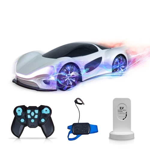 lfcforldx Gesto Sensor Coches Teledirigidos, Mini Carga, Spray de luz y Sonido, rotación 360°, RC Coche Juguete para niños de 4 a 12 años