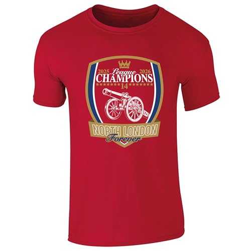 Partisan ARS League Champions 25/26 Shield T-Shirt Adult 100% Cotton (UK Alpha L Regular Regular) Red