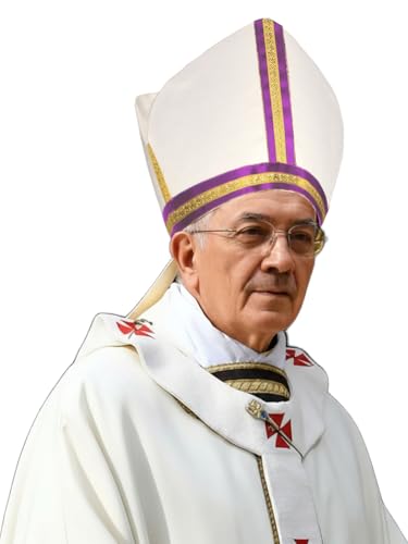 Chapeau de pape avec broderies dorées pour déguisement d'évêque et fête de cosplay