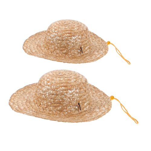 2pcs Blank Summer Sun Hat DIY Decorative Wide Brim Beach Cap for Boys and Lightweight Cowboy Hat for Outdoor Activities and Birthday Party Crafts Khaki