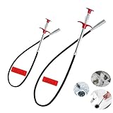 2-Pack Drain Snake & Clog Remover Tool (35'' & 79'') - Gutter Cleaning Tools Flexible Plumbing Auger Tool with Hair Grabber Claw for Shower, Sink, Toilet, Bathtub, Kitchen Pipe Cleaning