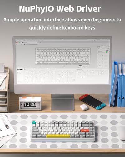 Image of nuphy Halo V2 IO Wireless Mechanical Keyboard with PBT Keycaps,Hot Swappable Custom Gaming Keyboard,Aluminum Alloy Frame,RGB Backlit,Gasket Structure,BT5.0 /USB-C /2.4GHz Low Latency Office Keyboards