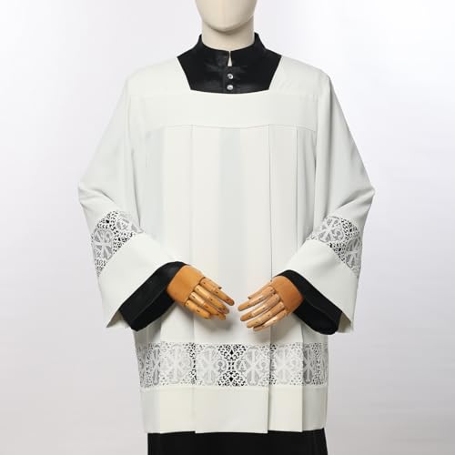 Alba de coro católico cómoda y ligera para evitar el calor en la sobrepelliz parroquial 7