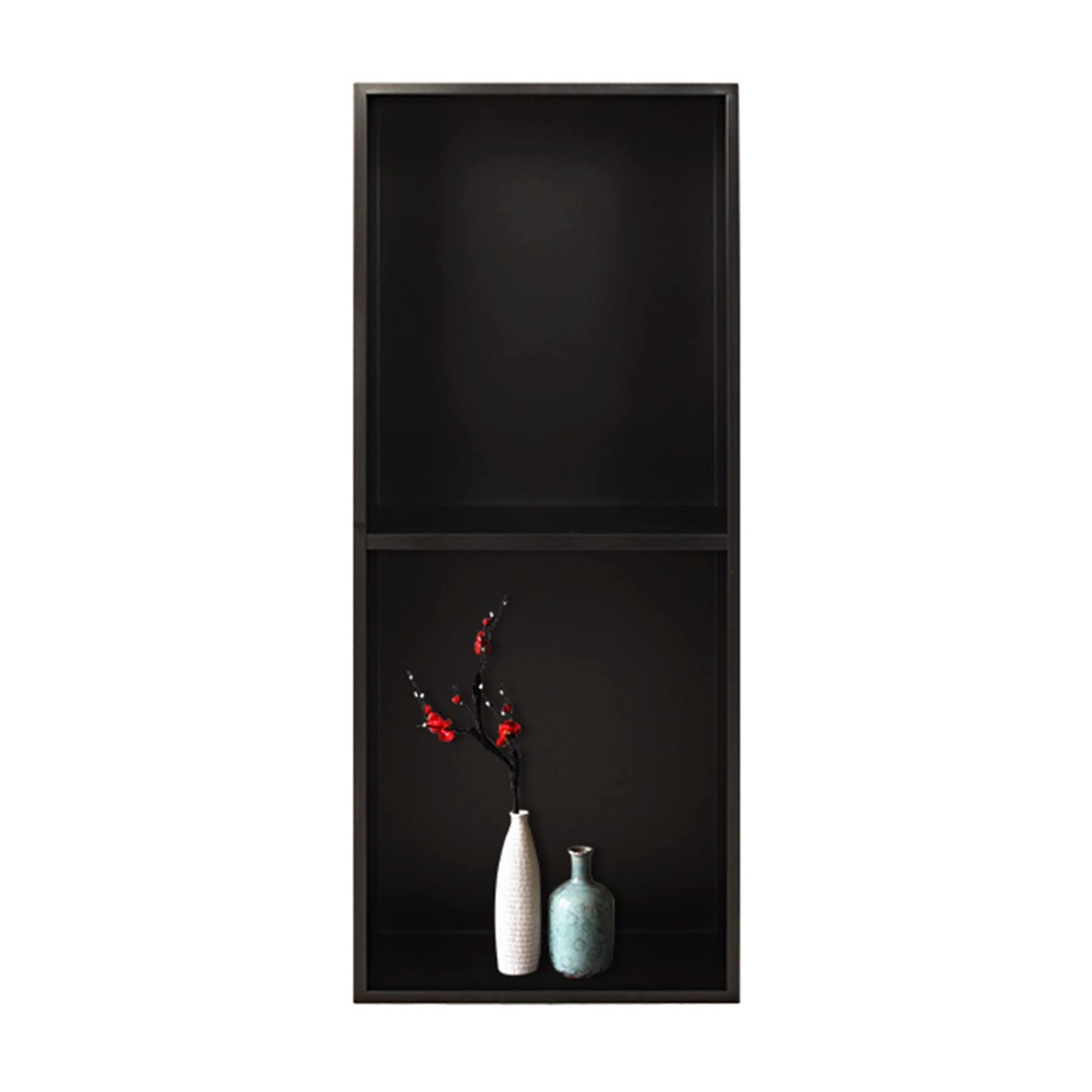 QUSYZD Shower Niche, Wall Recess Stainless Steel Bathroom Shelves, Embedded Brushed Shower Organiser, Shampoo Toiletries Recessed Storage Shelves, Hole Installati,Black-70x28x12.5CM