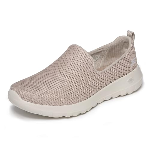 Skechers Women's Go Walk Joy Sneaker – 5GEN Cushioning, Air-Cooled GOGA Mat, Breathable Mesh Upper, Taupe, 8.5 Wide