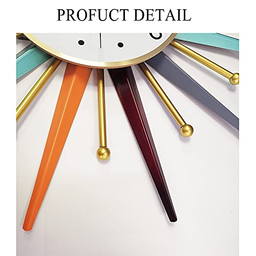 Vctrqov Large Wall Clock 27.5 Inch Modern Wall Clock Starburst Mid-Century Modern Decor Non-Ticking Battery Operated Colorful Clock Home Decorations For Living Room Bedroom Kitchen Office #TOP3