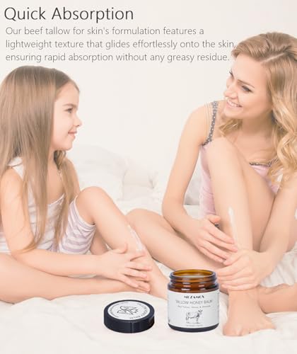 image for MUZAMOX Beef Tallow for Skin (4 OZ), Whipped Beef Tallow and Honey Bal