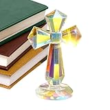 Hogvinnatil Kleine Kreuze – 15 cm christliche Statue für den Schreibtisch, handgefertigt, geschnitztes Kreuz mit Facettenmuster, 360° für Kirche, Gruppe, Sammler, Esszimmer, Fensterbrett