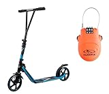  HUDORA BigWheel® Generation V 205, Scooter hellblau mit Kabelschloss Tretroller Roller Kickroller Cityroller Set Bundle Tretscooter Kickscooter