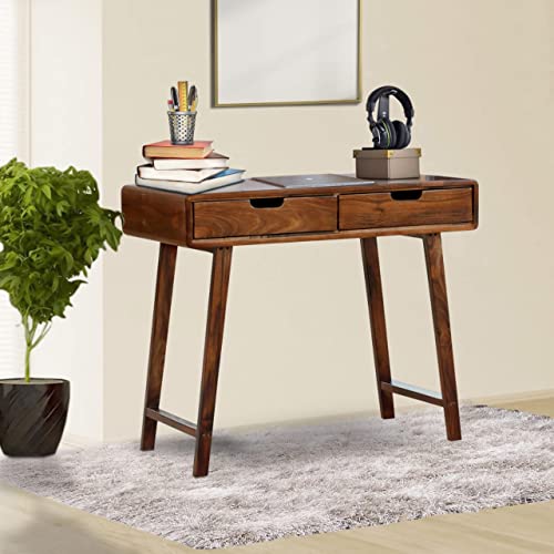 Image of SONA ART & CRAFTS Solid Sheesham Wooden Study Table for Students with Drawer Storage Computer Table for Home, Office Work, Desktop, Desk with 2 Open Compartments - Honey Finish