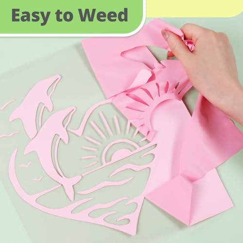 Image of HTVRONT Pink HTV Vinyl Roll - 12 inch x 10ft Baby Pink Iron on Vinyl for All Cutter Machine & Silhouette Cameo, Heat Transfer Vinyl Rolls for t Shirts - Easy to Cut & Weed for Heat Vinyl Design