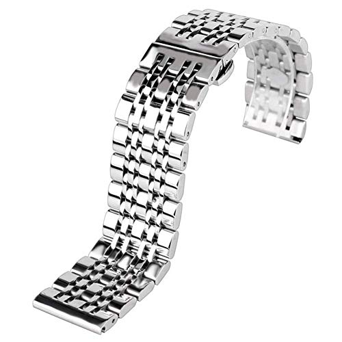 Bracelet de montre 20mm 22mm acier inoxydable argenté avec barres à ressort incluses