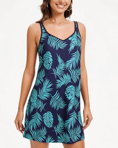 Image of ANYFITTING Built in Bra Summer Dresses for Women 2025 Casual Short Dress with Pockets Mini Floral Sundresses