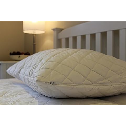 SHL - Quilted Polycotton Zipped Pillow Protectors - 1 Pair (Super King (20" x 36")) Cover