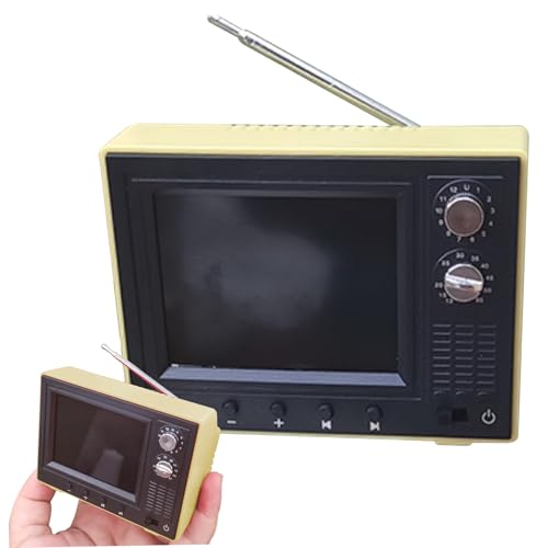 Mini téléviseur vintage 1:12 avec antenne rotative 180° et écran LCD