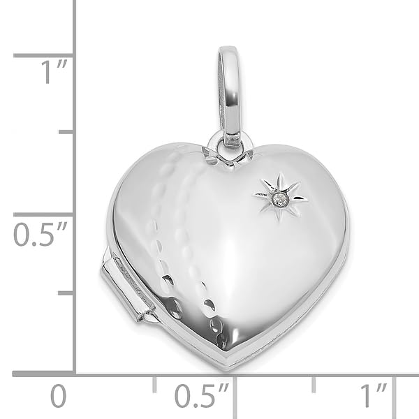 IceCarats 14K Solid White Gold Diamond Heart Love Personalized Photo Locket Necklace Picture Pendant Charm4