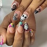 Evadollina Halloween Nägel, 24 Stück Schädel Press on Nails, Halloween Nails, Nägel Zum...