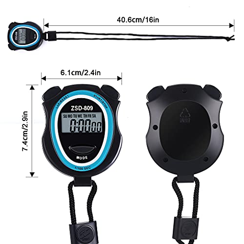 2Pcs Stopwatch - Digital Stopwatch Timer With Lanyard, Handheld Stop Watches Timer With Alarm & Calendar, Shockproof Sports Stopwatch For Coach Referee Swimming Running #TOP5