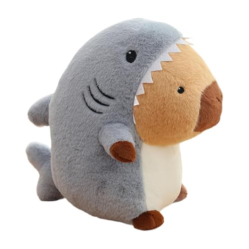 Peluche Capybara - Muñeca de tela reversible de tiburón de 13,7 pulgadas, cojín de animales de dibujos animados, muñeca suave | Lindo compañero de peluche para niños pequeños, niños, niñas, cumpleaños
