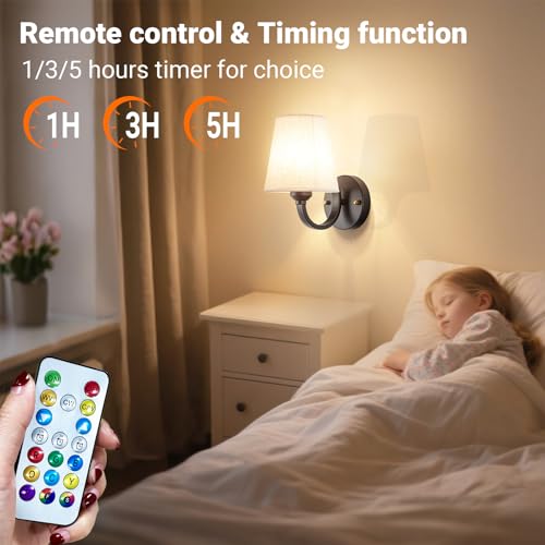 Image of YHCDLAMP Peel and Stick Wall Sconces, No Drilling Stick On Wall Sconce, Wireless Battery Operated Wall Lights, Adhesive Wall Lamp with 10000mAh Battery Bulb for Bedroom Living Room Decor
