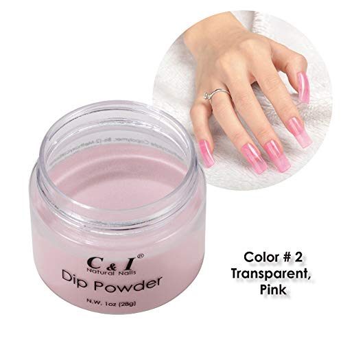 C & I Dip Powder Tauchen Pulver, Farbe # 2 Transparentes-Rosa, Gelnägel Effekt, Pulver für Nagellack, Baumeister… – Bild 3