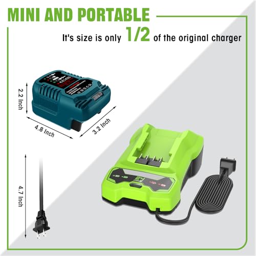 Mini carregador para bateria Greenworks 24V, tamanho 1/2 do original, para bateria Greenworks 24V BA
