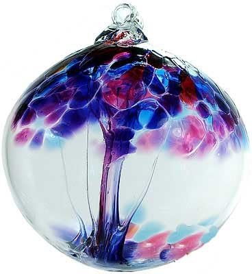 Faith Tree of Enchantment 6" Hanging Witch Ball Ornament by Kitras Art Glass
